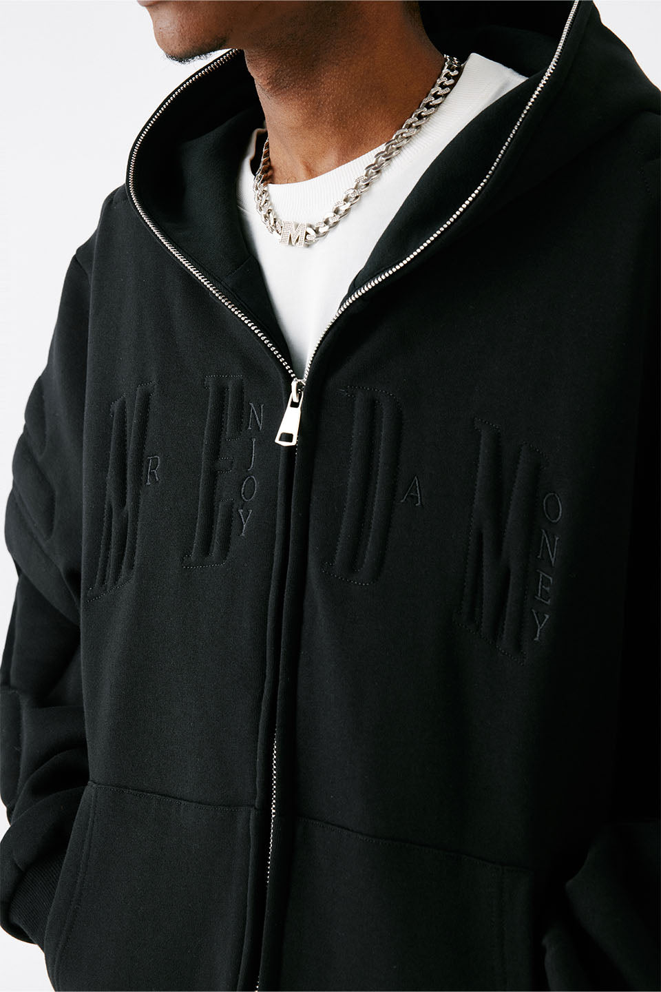 Sponge Filling Embroidered Zip Hoodie