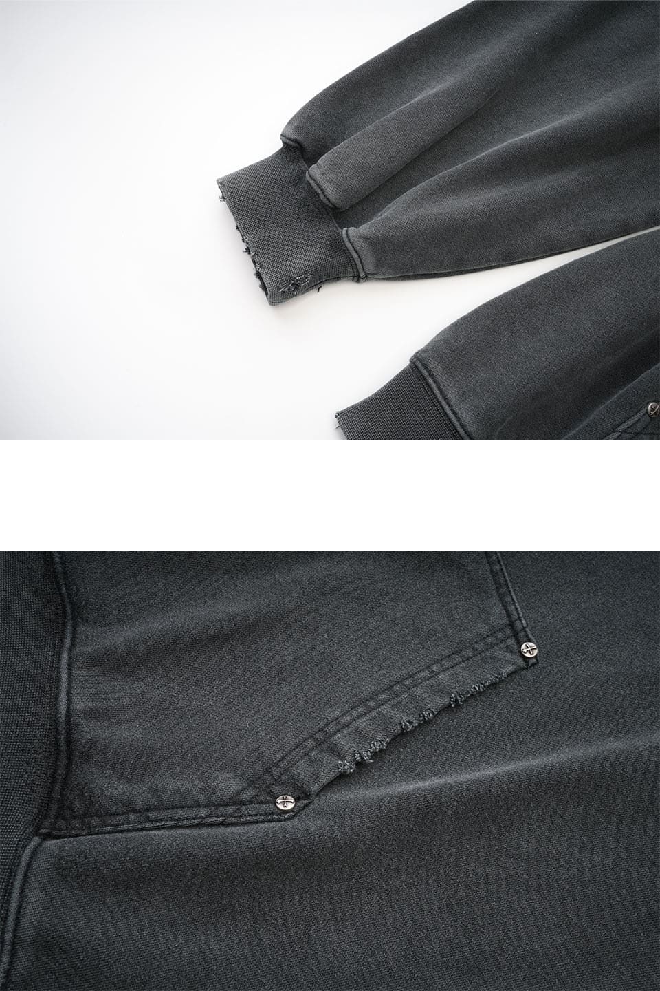 Studs Cross Patch Zip Hoodie