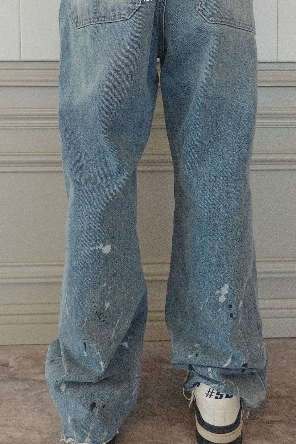 Printed Cross Chains Washed Denim