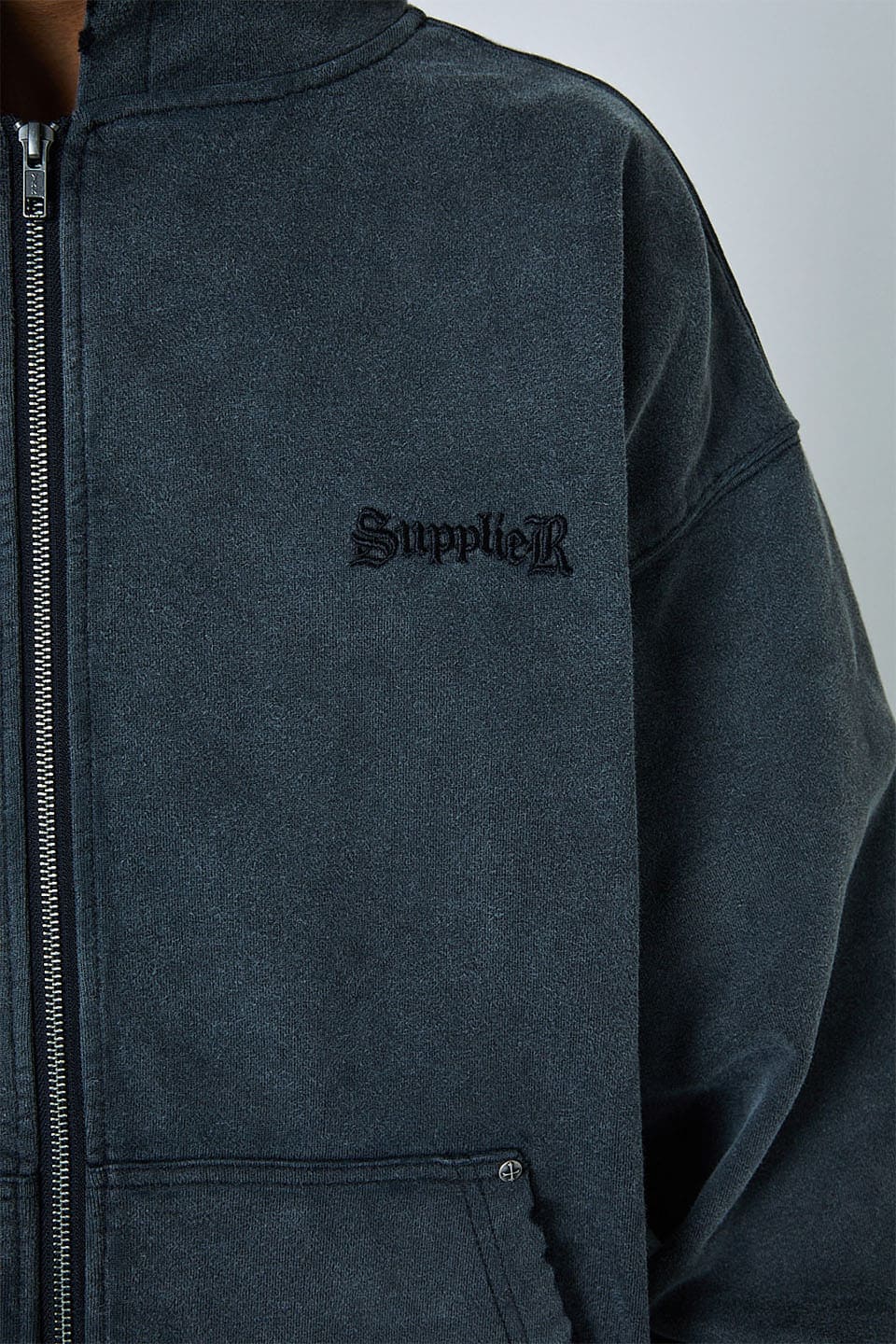 Studs Cross Patch Zip Hoodie