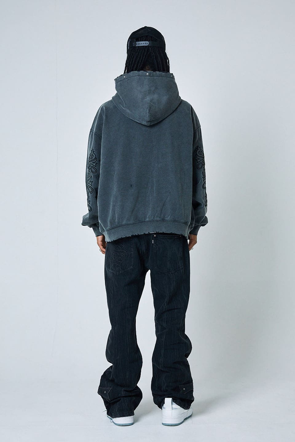 Studs Cross Patch Zip Hoodie