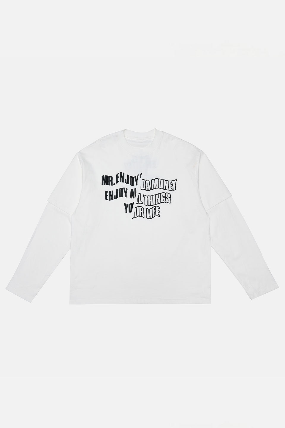 Fake Two Pieces Of Cutting Words Long Sleeves