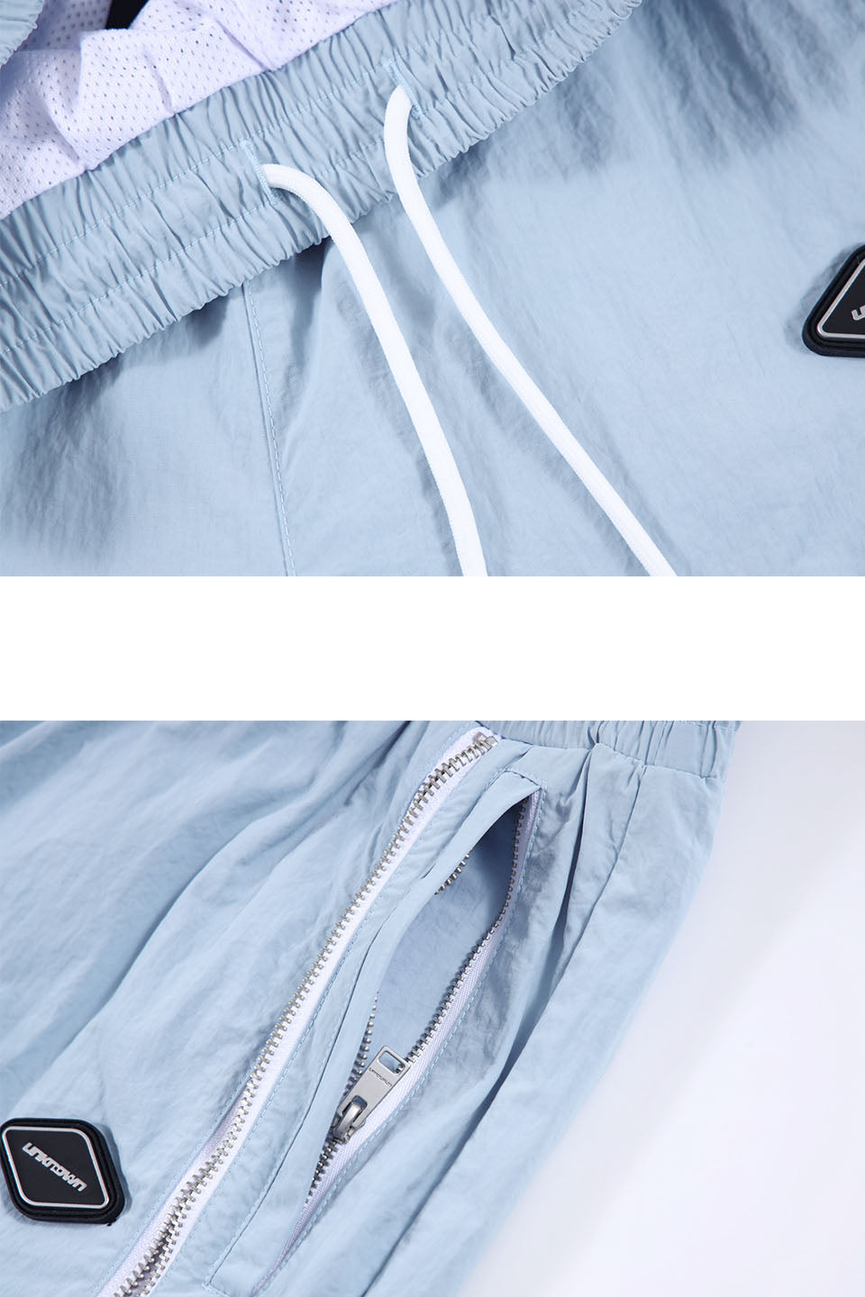 Baby Blue / White Zipped Track Pants