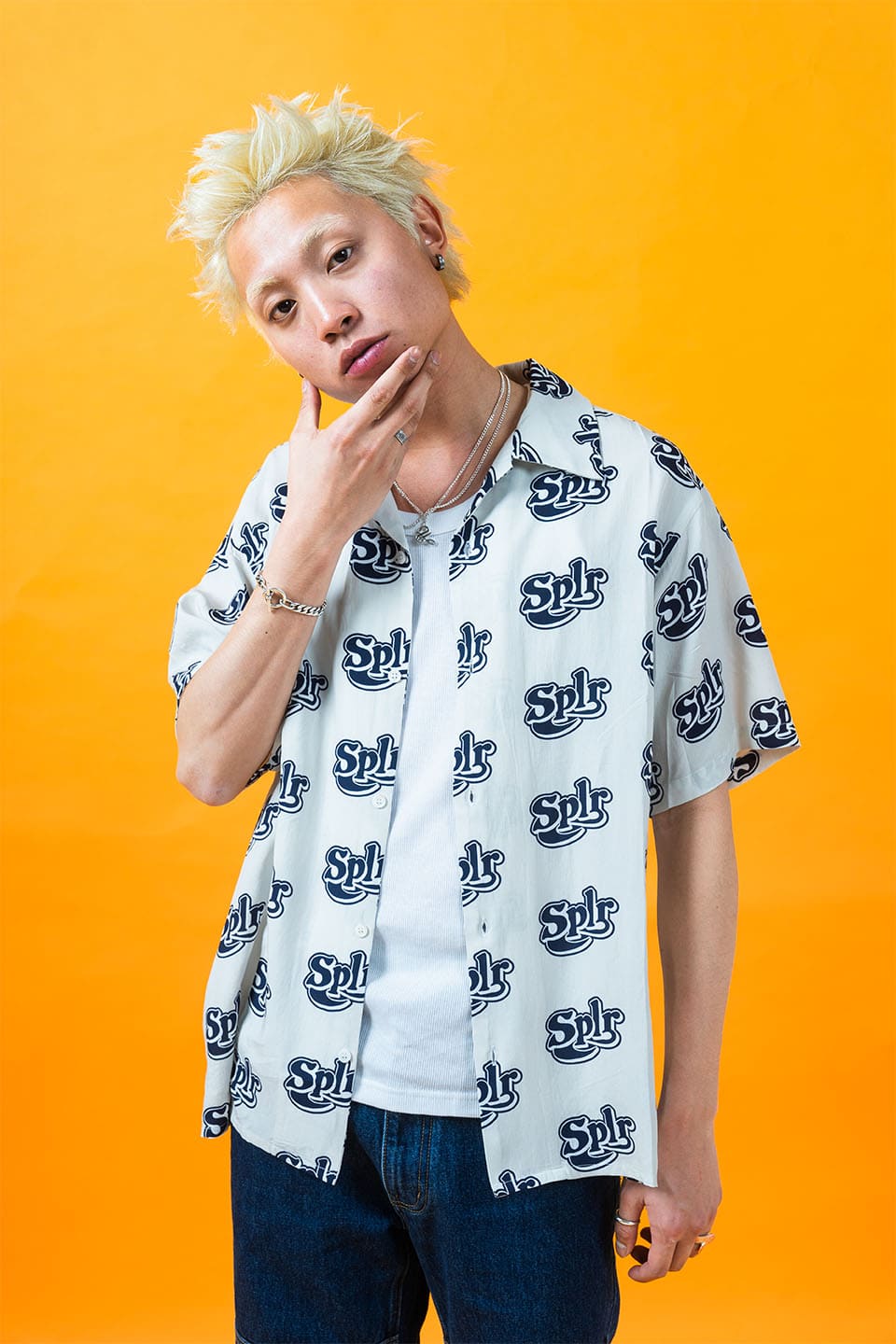 Allover Logo Open Collar Shirt