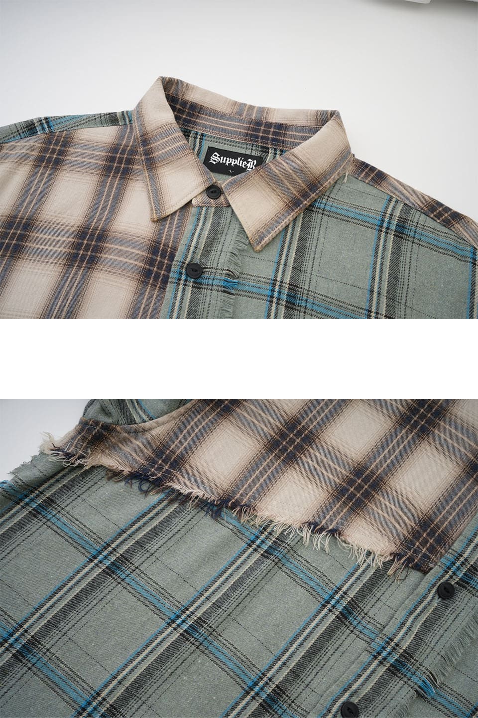 Switching Vintage Check Shirt