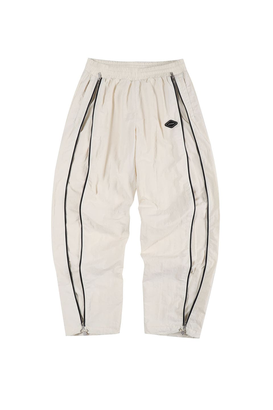 Cream Tonal Zip Track Pants