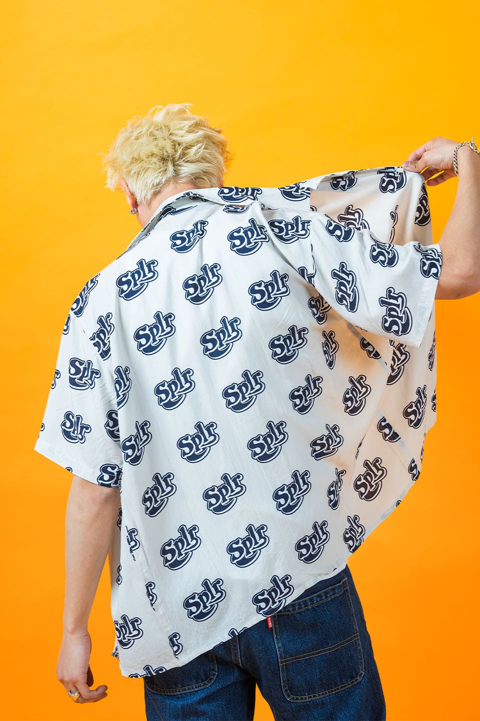 Allover Logo Open Collar Shirt