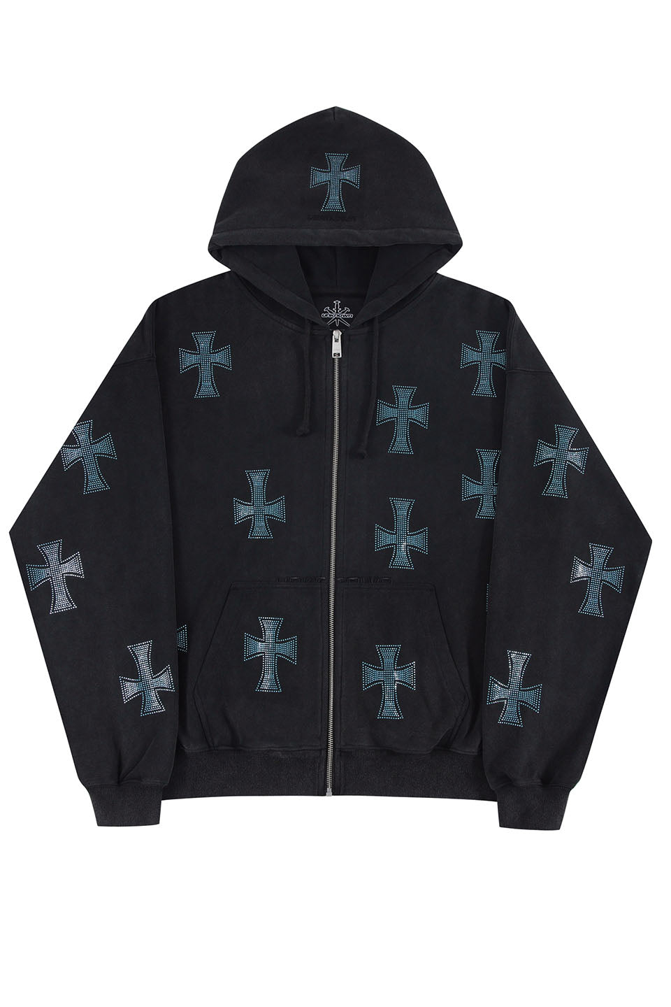 unknown london cross rhinestone hoodie - パーカー