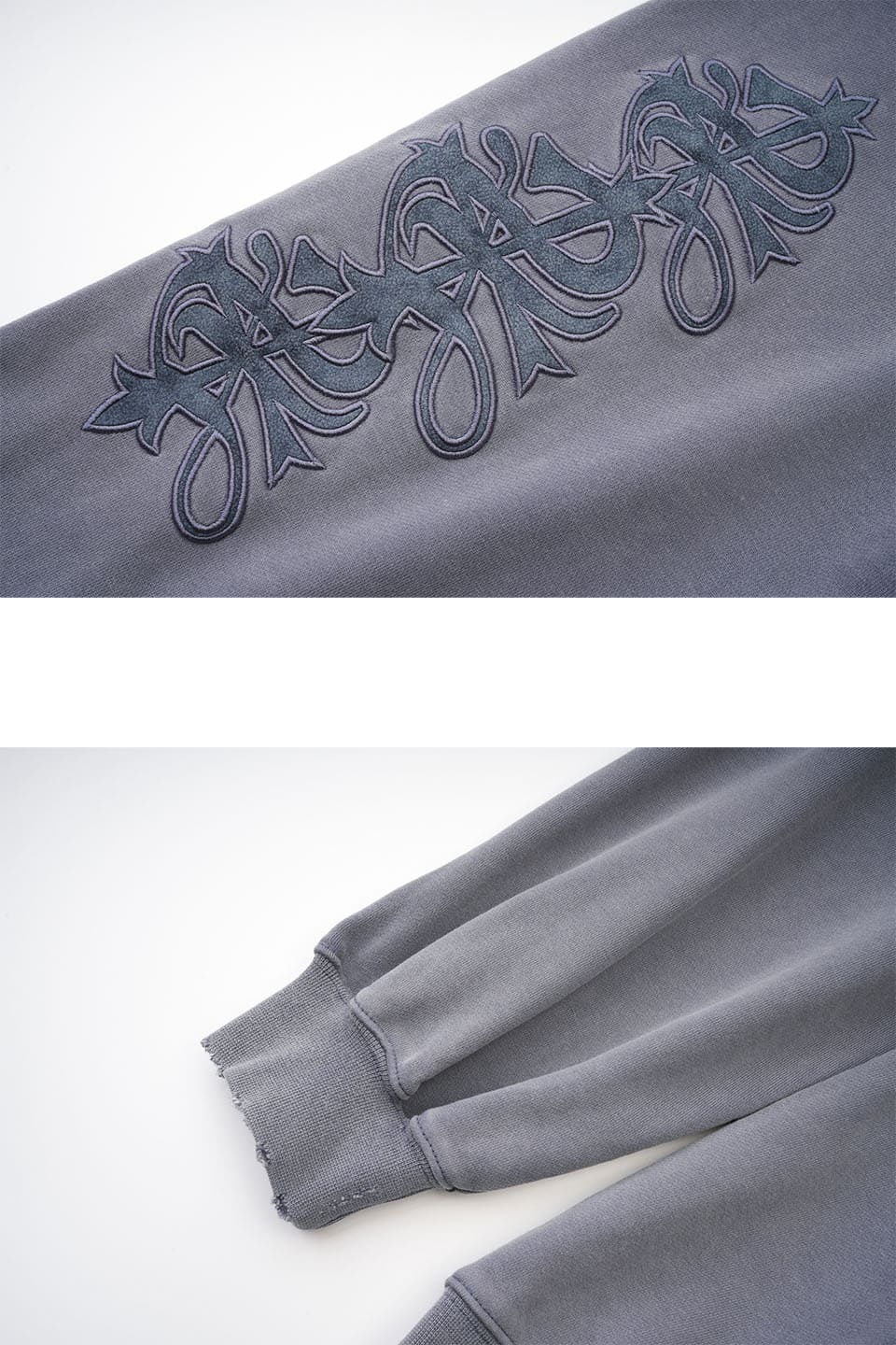 Studs Cross Patch Zip Hoodie