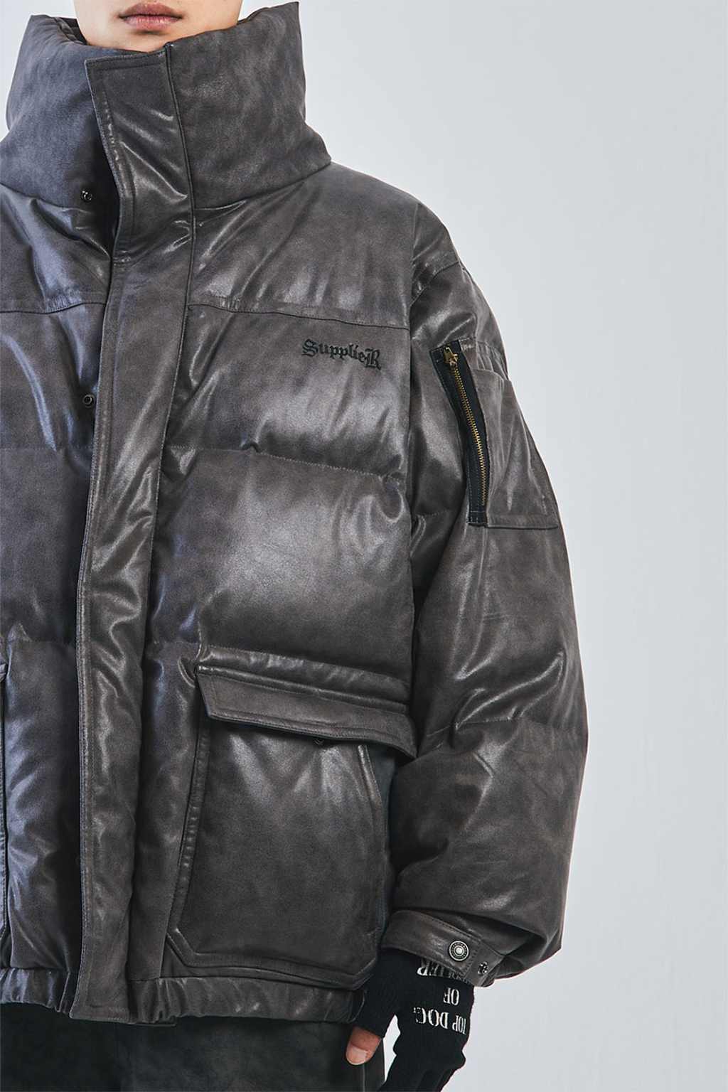 Vintage Faux Leather Puffer