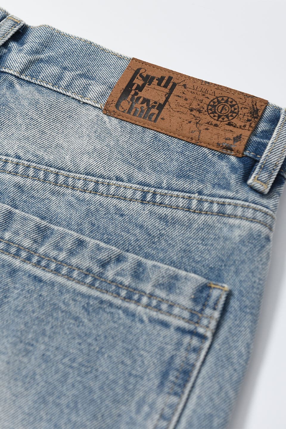 Printed Cross Chains Washed Denim