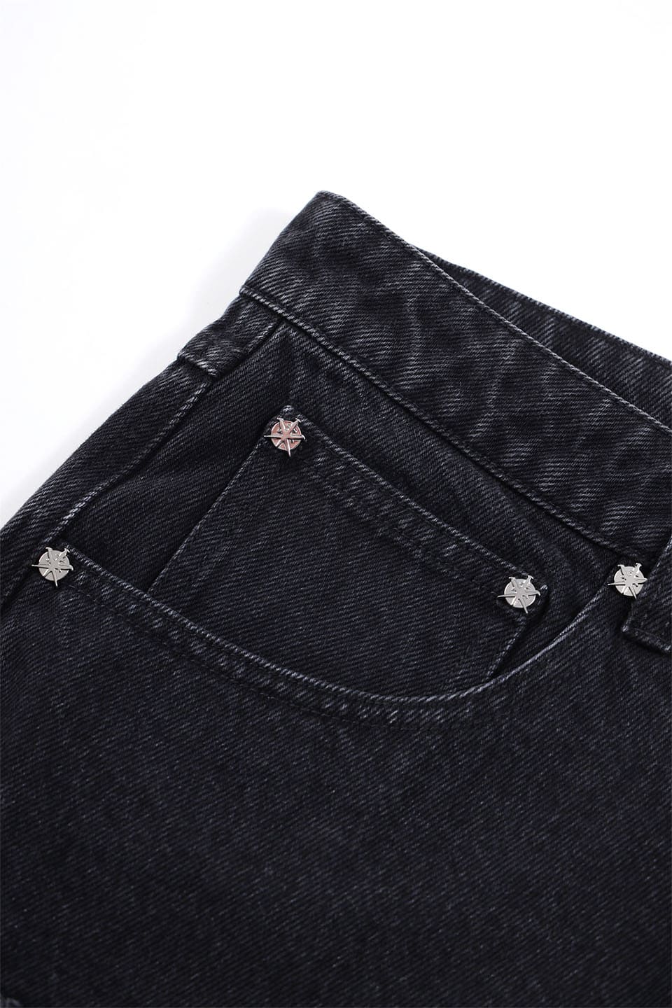 Cross Fraded Patch Washed Denim Shorts