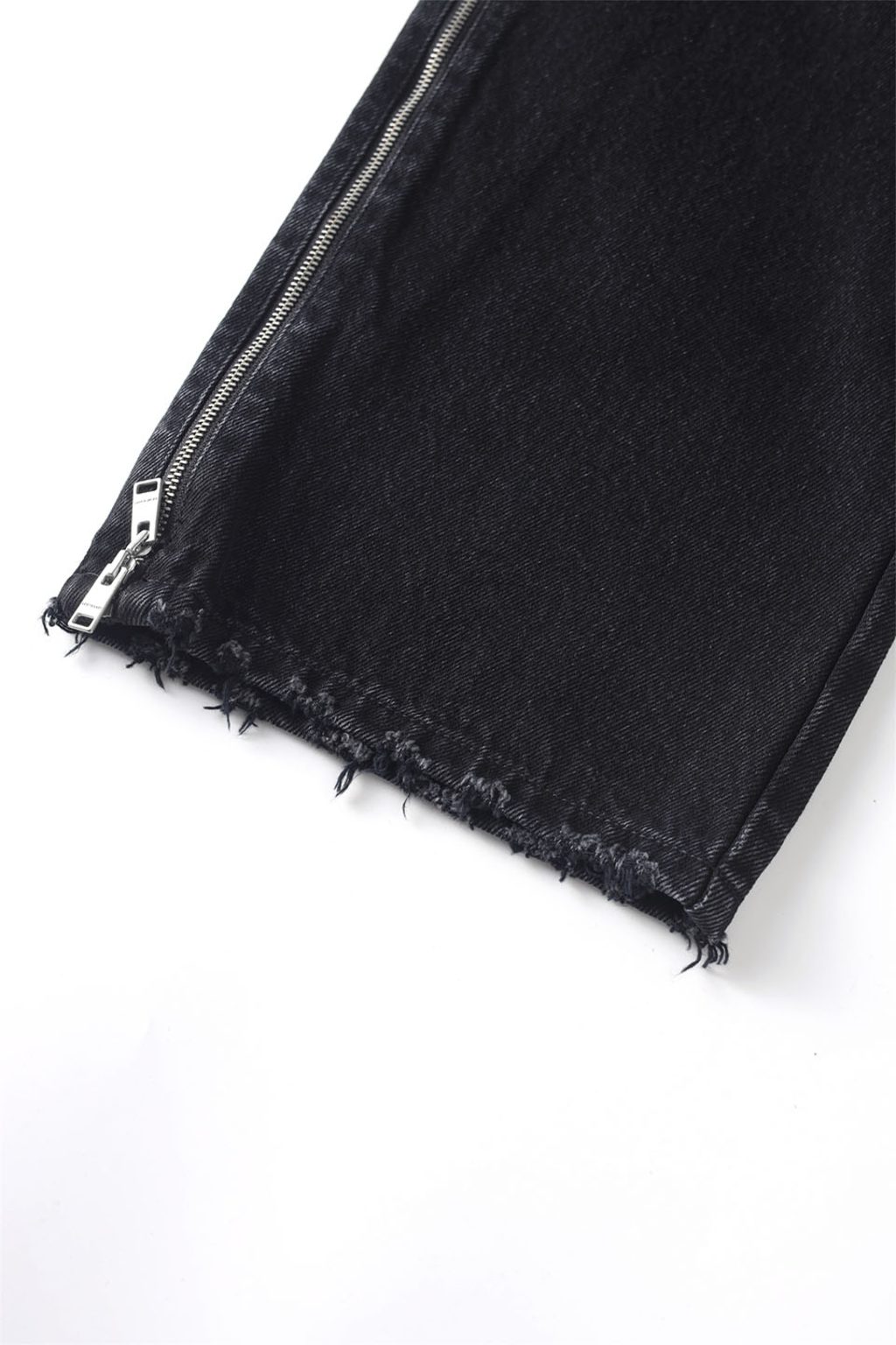 Washed Zip Panel Baggy Denim
