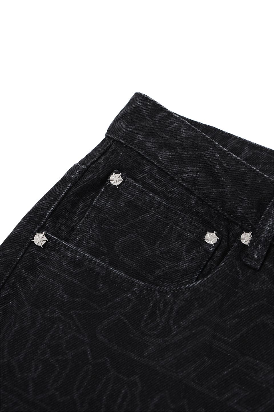 Multi Logo Laser Printed Denim