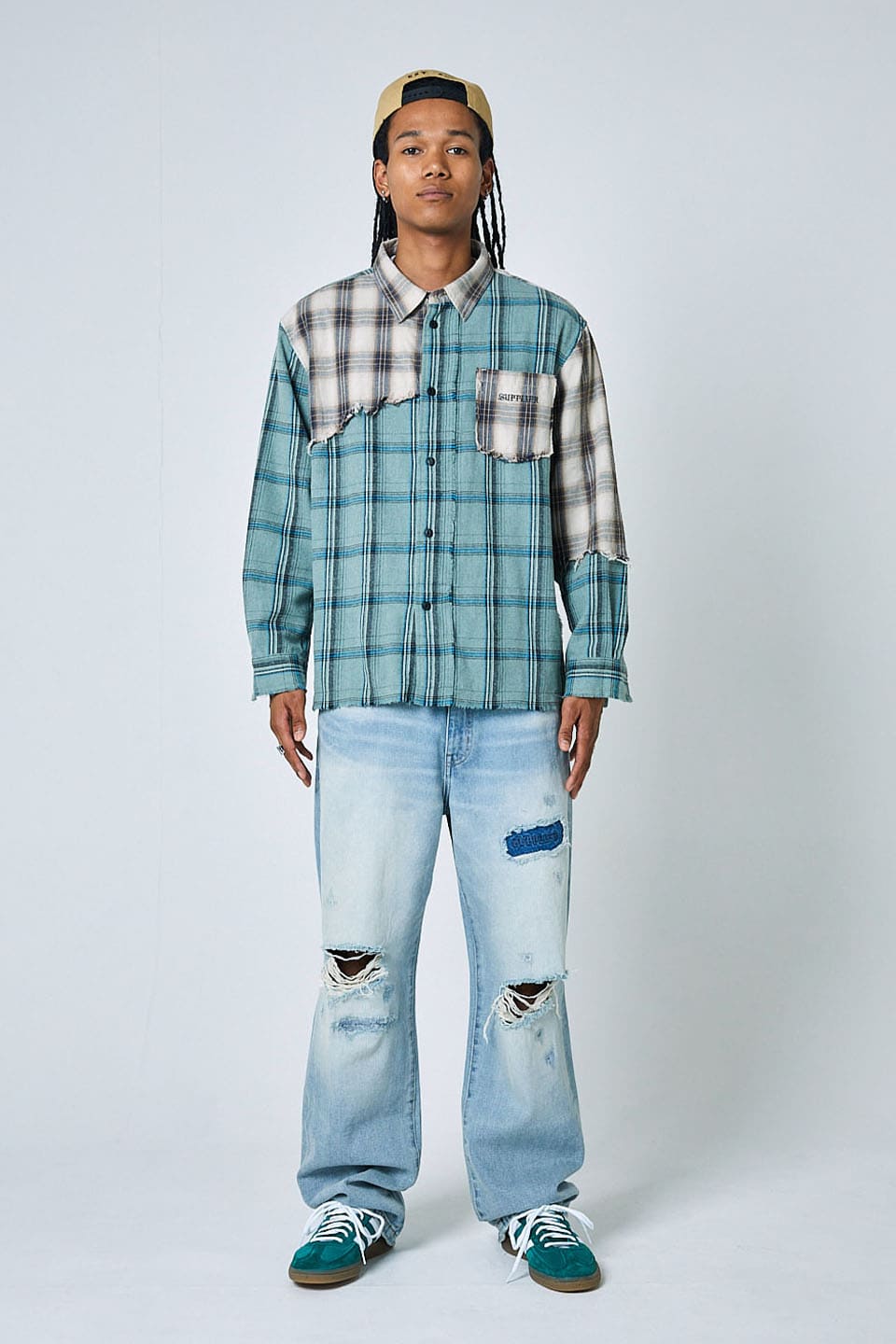 Switching Vintage Check Shirt