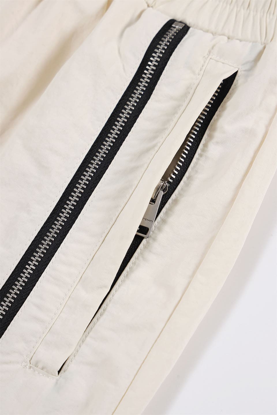 Cream Tonal Zip Track Pants