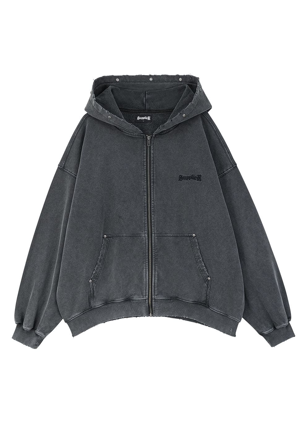 Supplier - Studs Cross Patch Zip Hoodieクロスロゴレザーパッチ