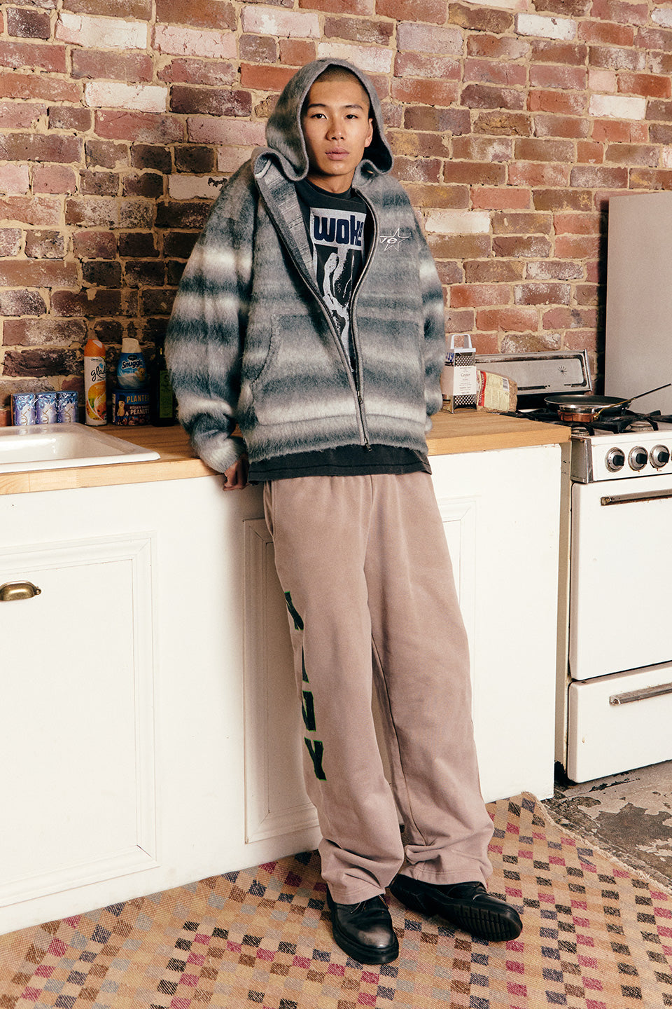 Gradation Mohair Zip Knit