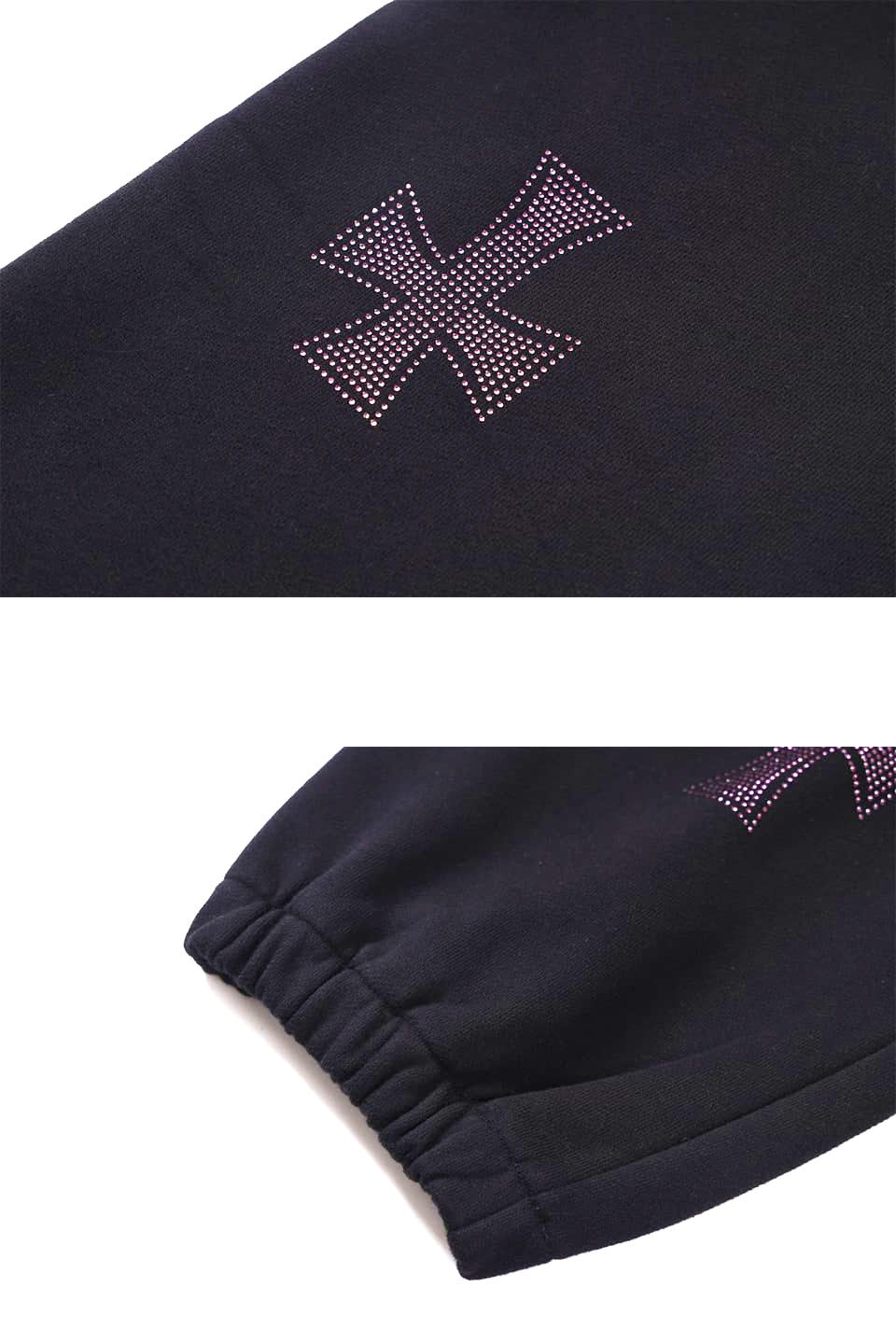【予約商品】Black x Purple Cross Rhinestone Jogger【10月下旬~11月上旬お届け】