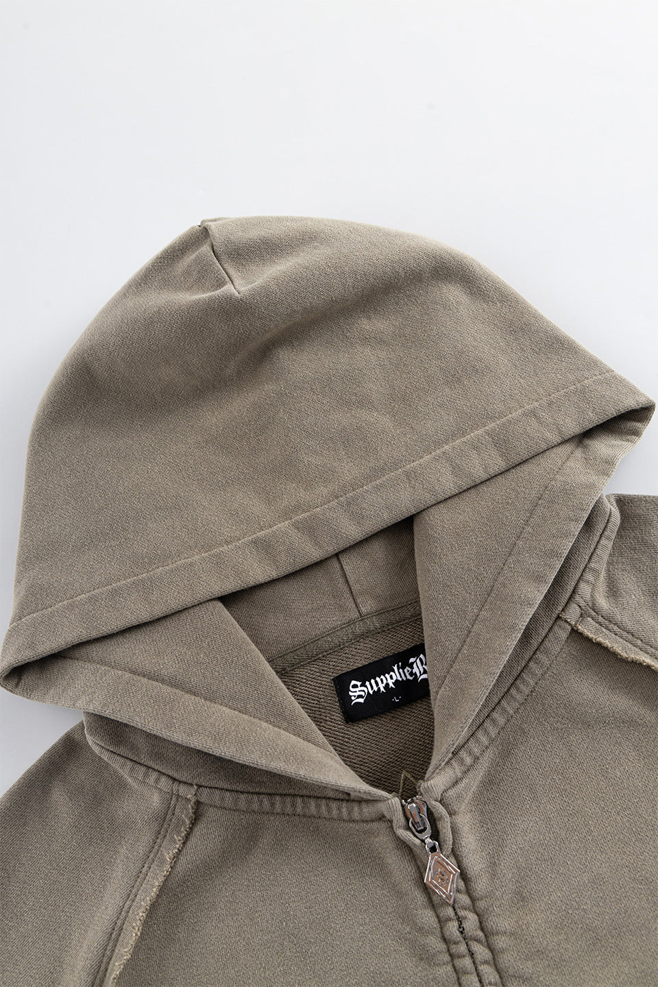 Dagger Leather Patch Zip Hoodie