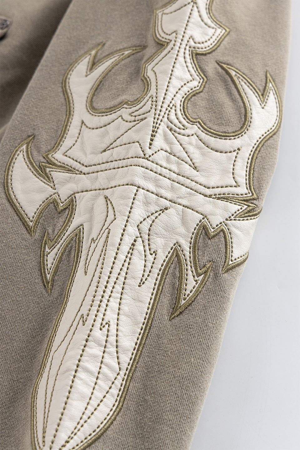 Dagger Leather Patch Zip Hoodie