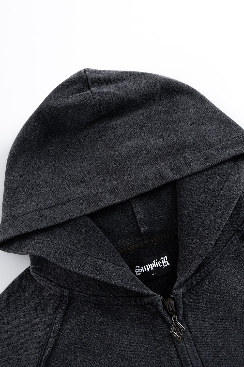 Dagger Leather Patch Zip Hoodie