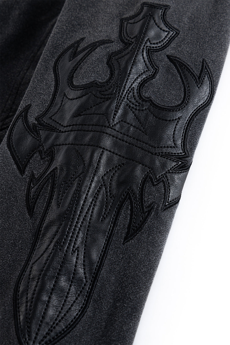 Dagger Leather Patch Zip Hoodie