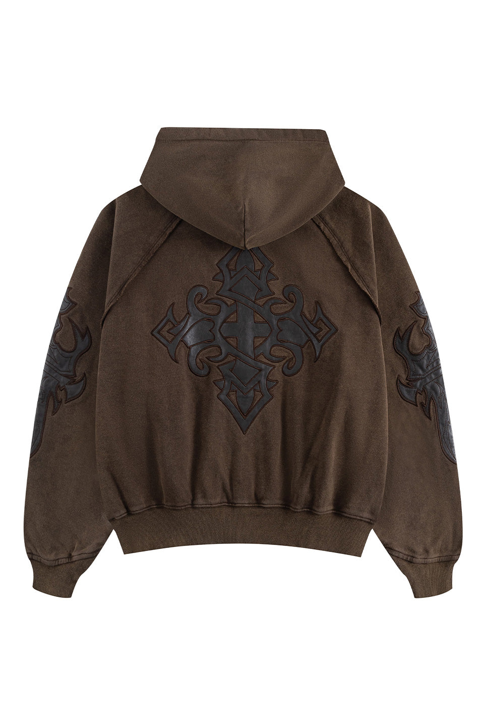 Dagger Leather Patch Zip Hoodie