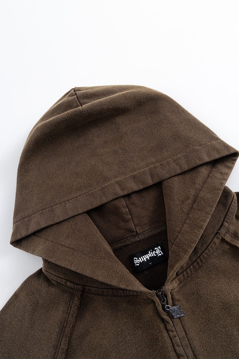 Dagger Leather Patch Zip Hoodie