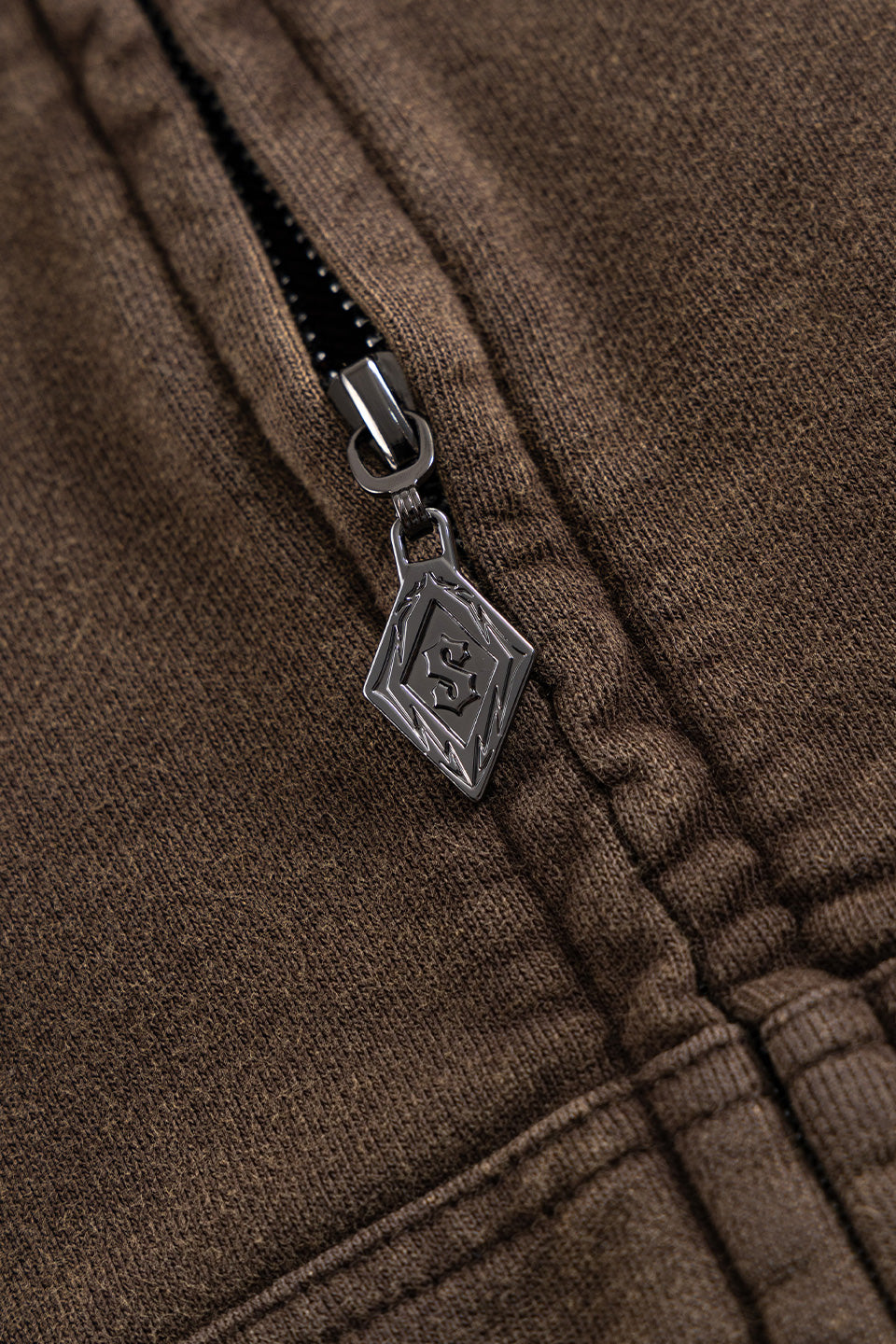 Dagger Leather Patch Zip Hoodie