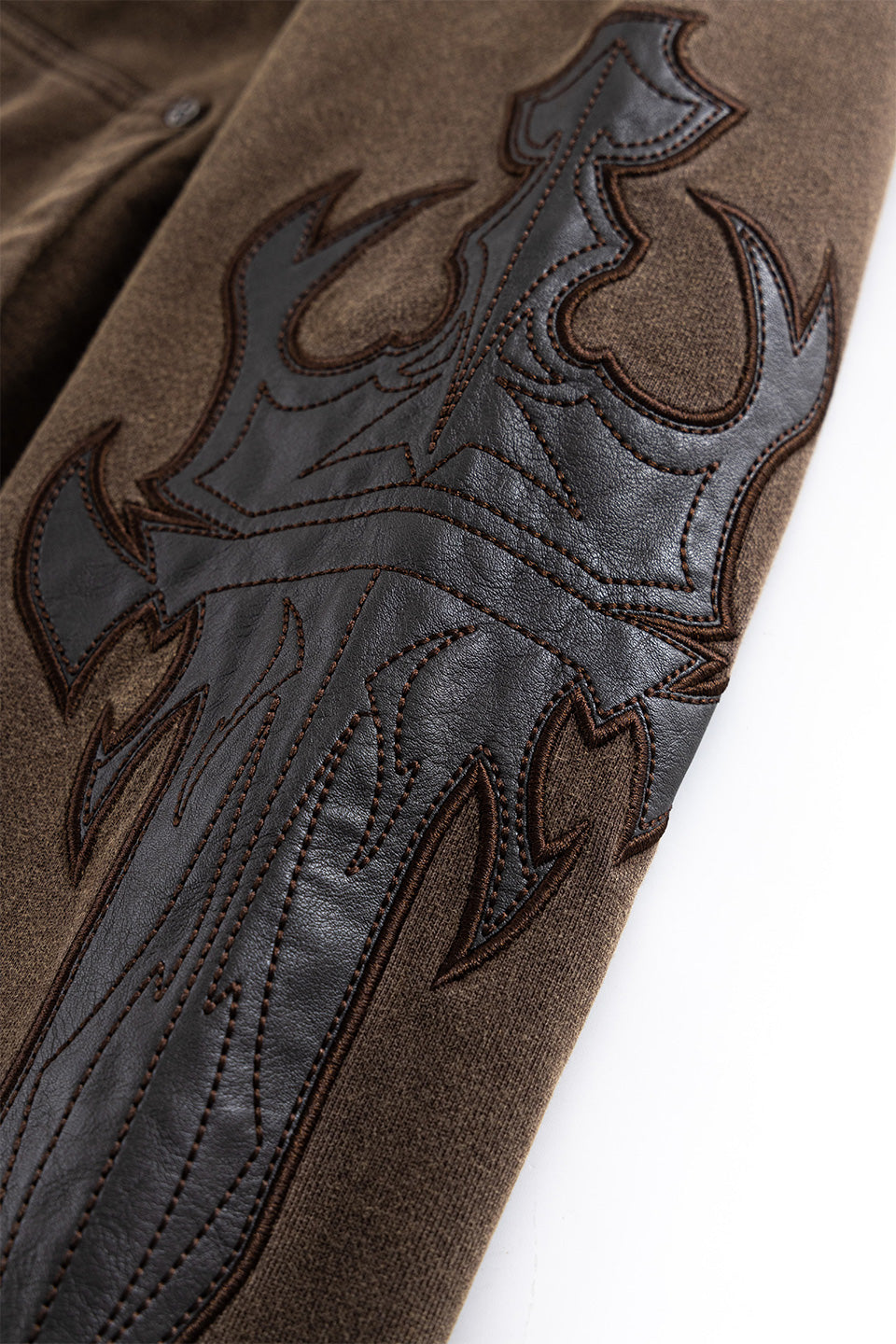 Dagger Leather Patch Zip Hoodie