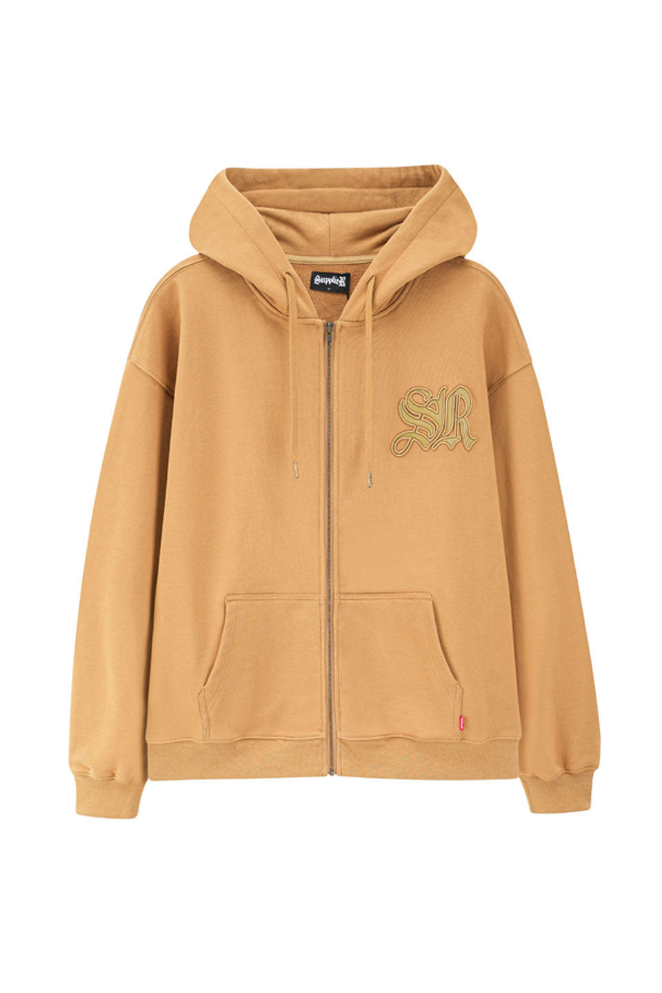 Cross Leather Patch Zip Hoodie