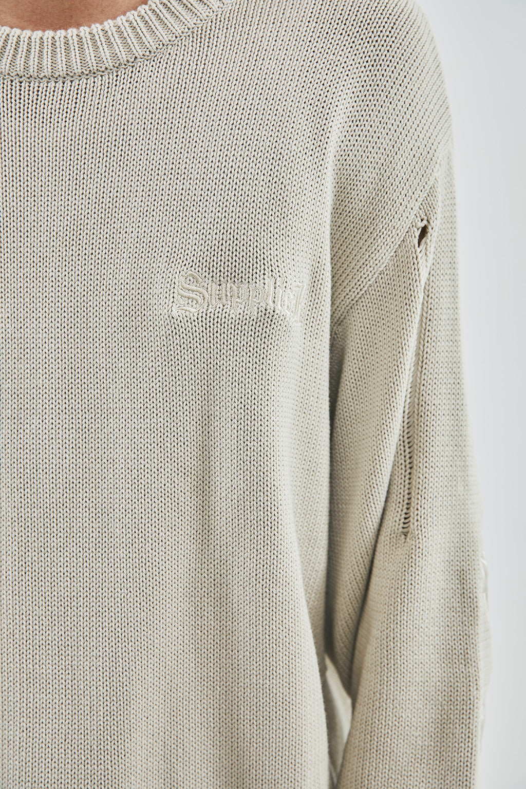 Distressed Crew Knit