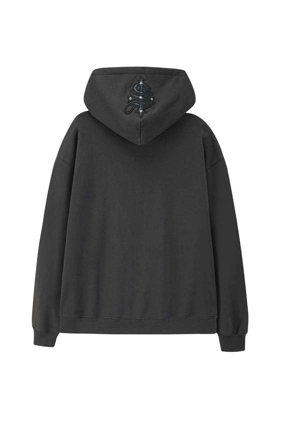 Cross Leather Patch Zip Hoodie