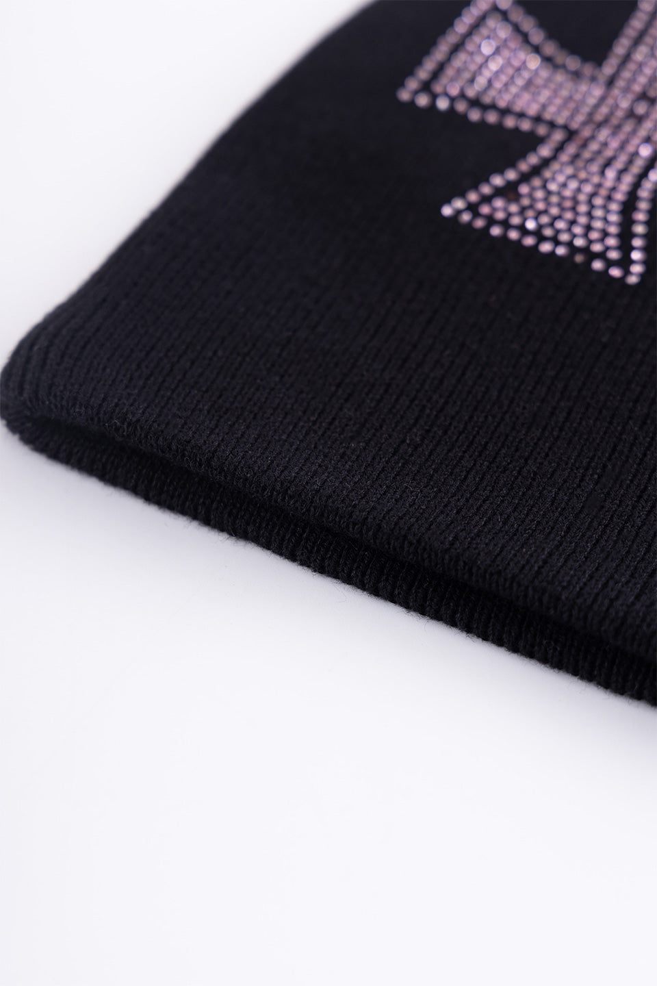 Black X Pink Cross Rhinestone Beanie