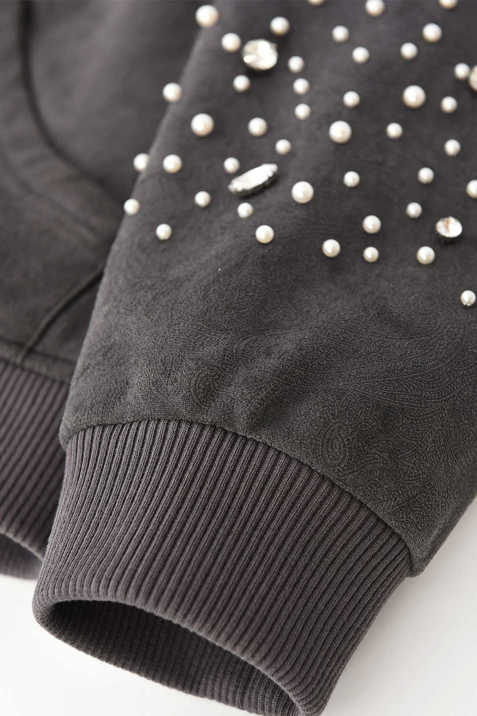 Cashew Flower Texturepearl Zipper Hoodie