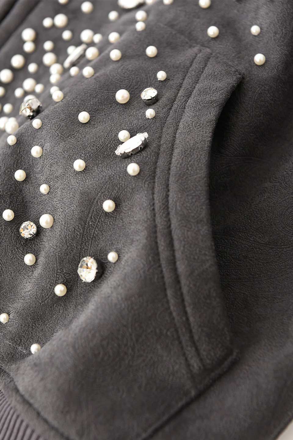 Cashew Flower Texturepearl Zipper Hoodie