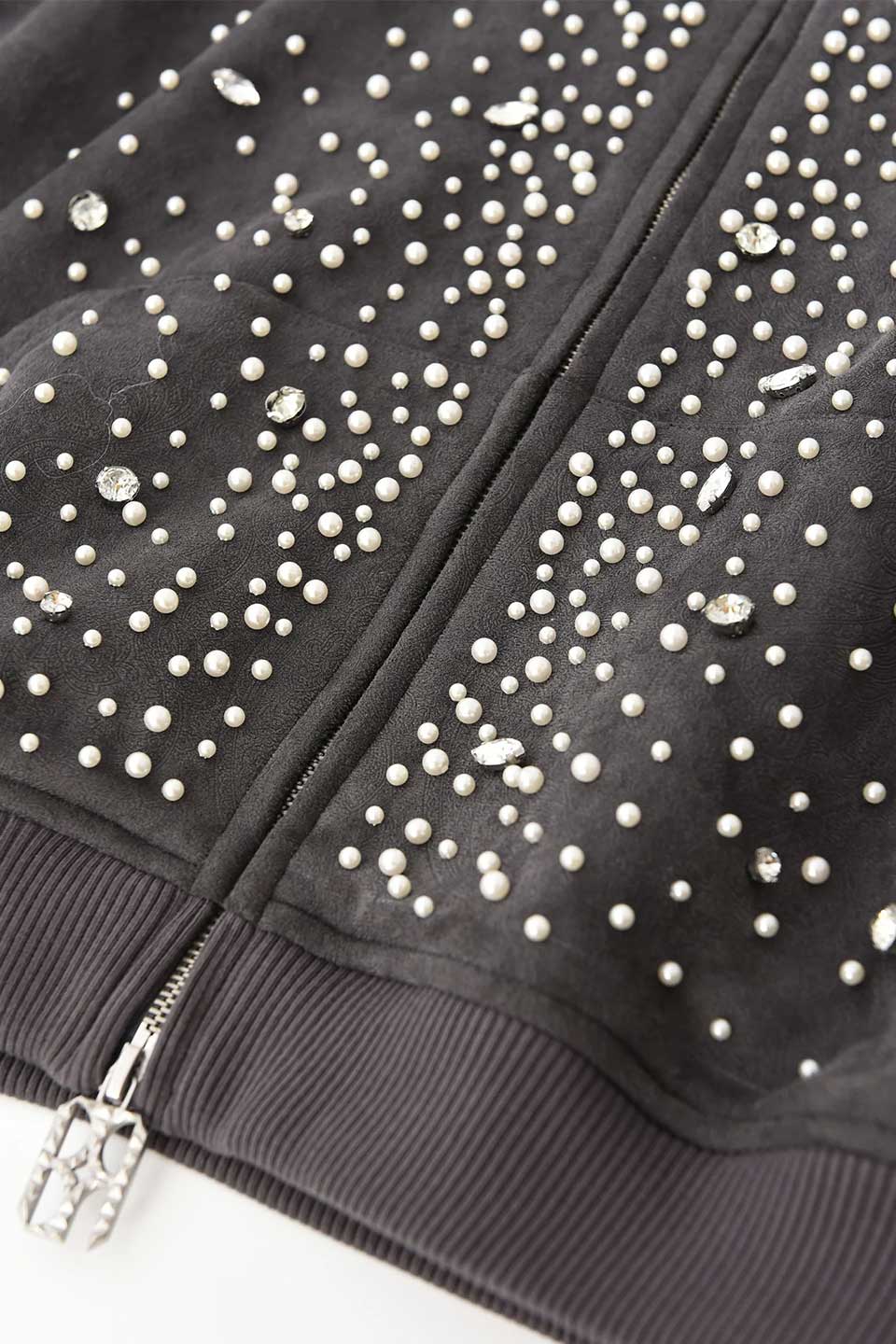 Cashew Flower Texturepearl Zipper Hoodie