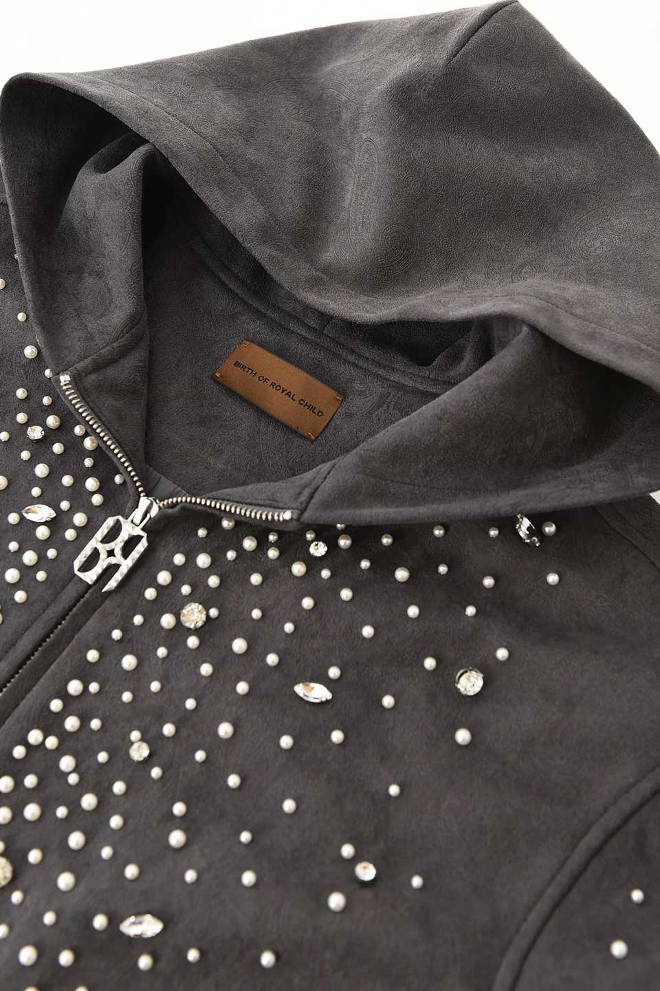 Cashew Flower Texturepearl Zipper Hoodie
