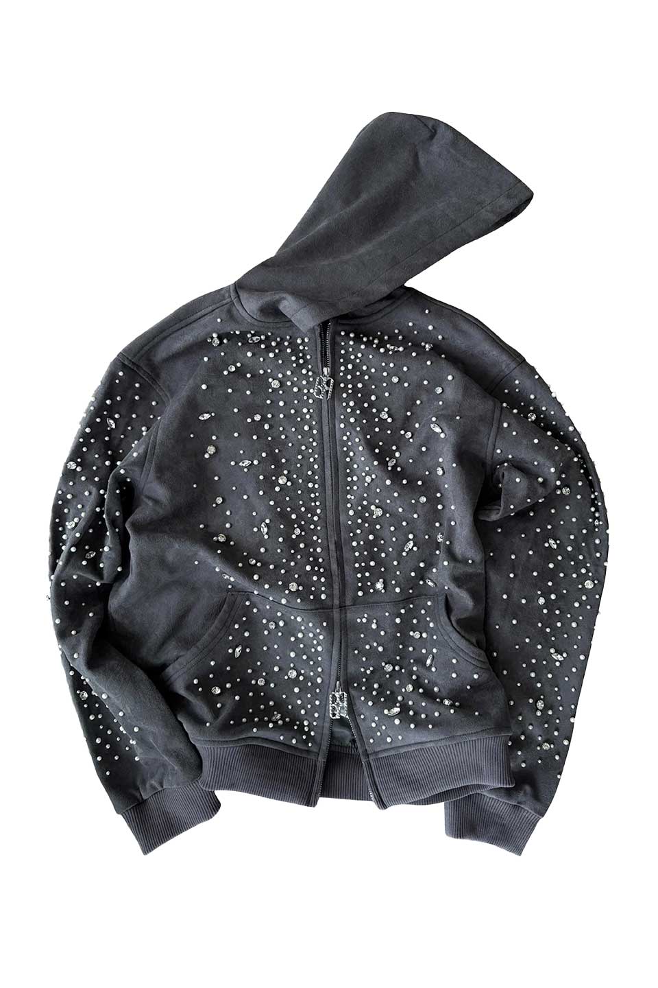 Cashew Flower Texturepearl Zipper Hoodie