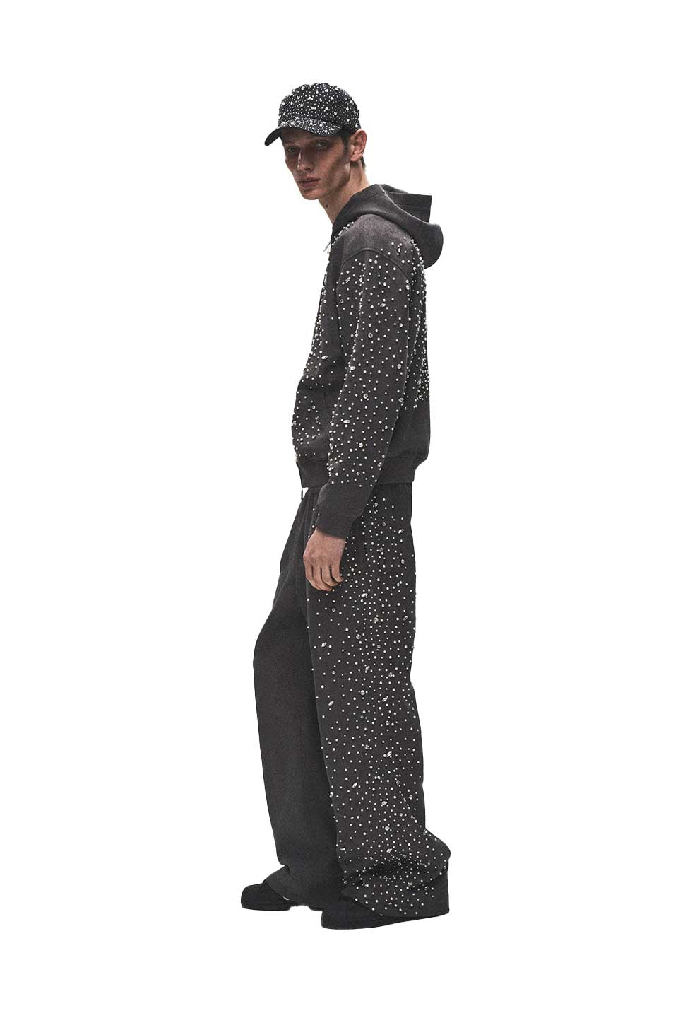Cashew Flower Texturepearl Zipper Hoodie