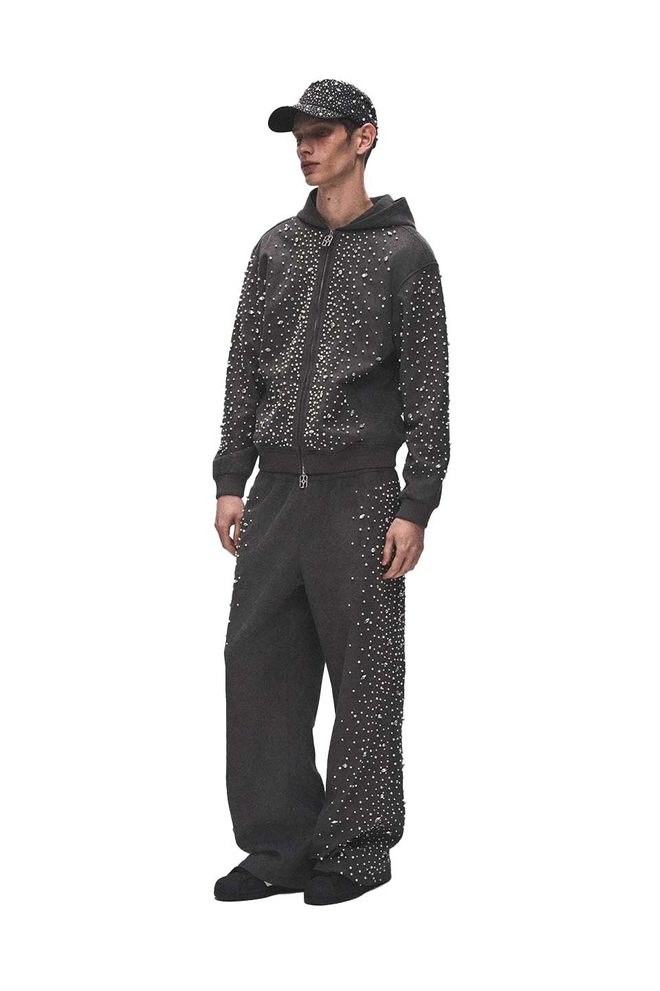 Cashew Flower Texturepearl Zipper Hoodie