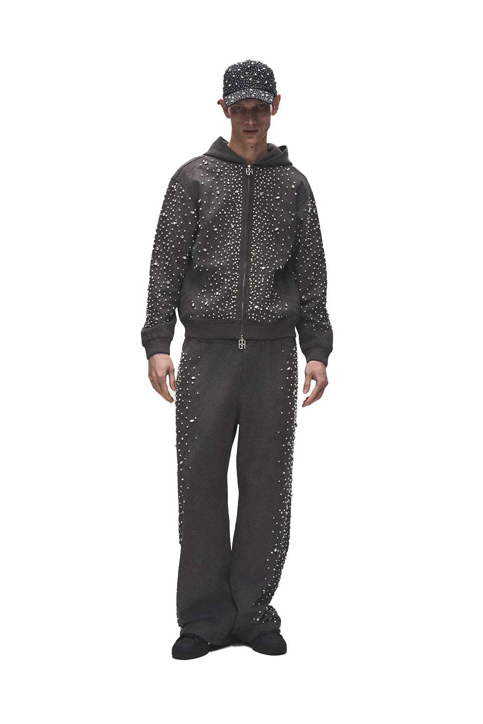 Cashew Flower Texturepearl Zipper Hoodie