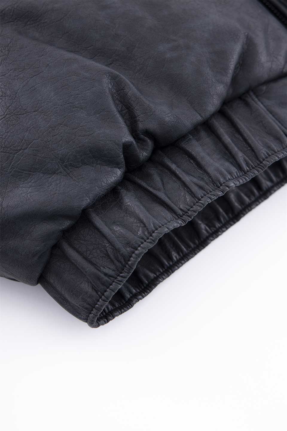Chain Embroidery Faux Leather Puffer