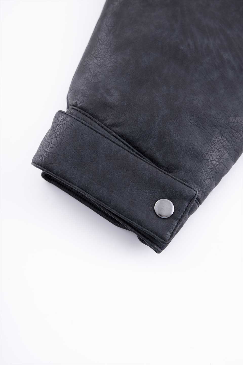 Chain Embroidery Faux Leather Puffer