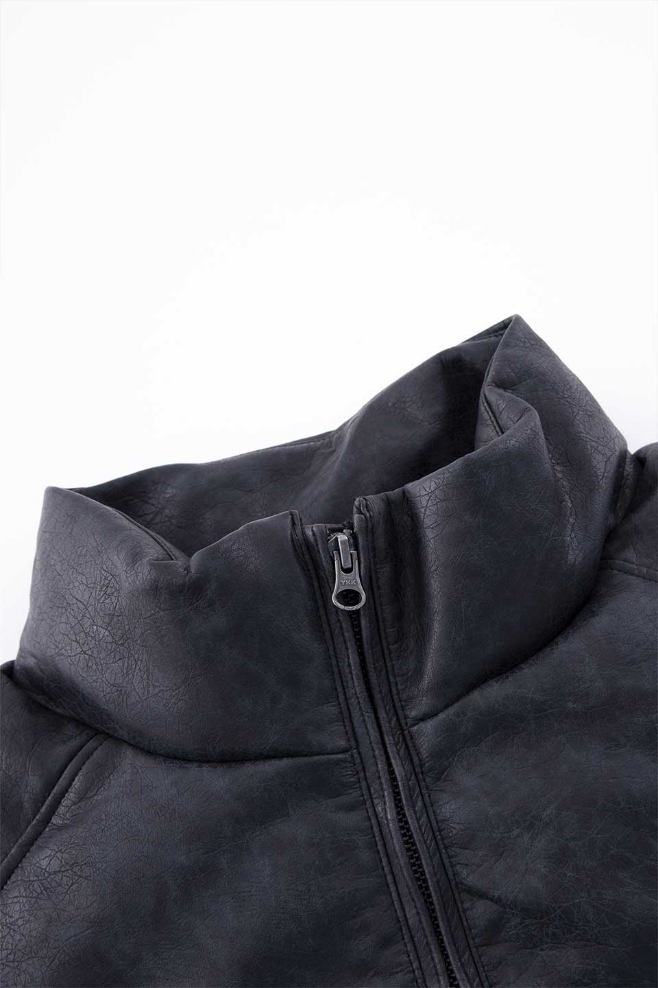 Chain Embroidery Faux Leather Puffer