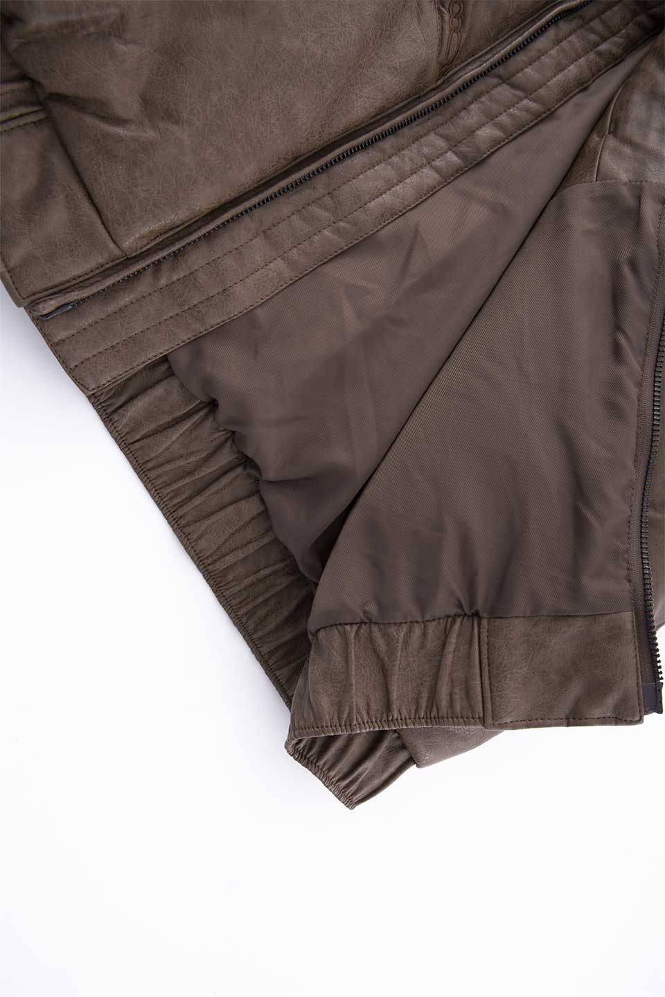Chain Embroidery Faux Leather Puffer