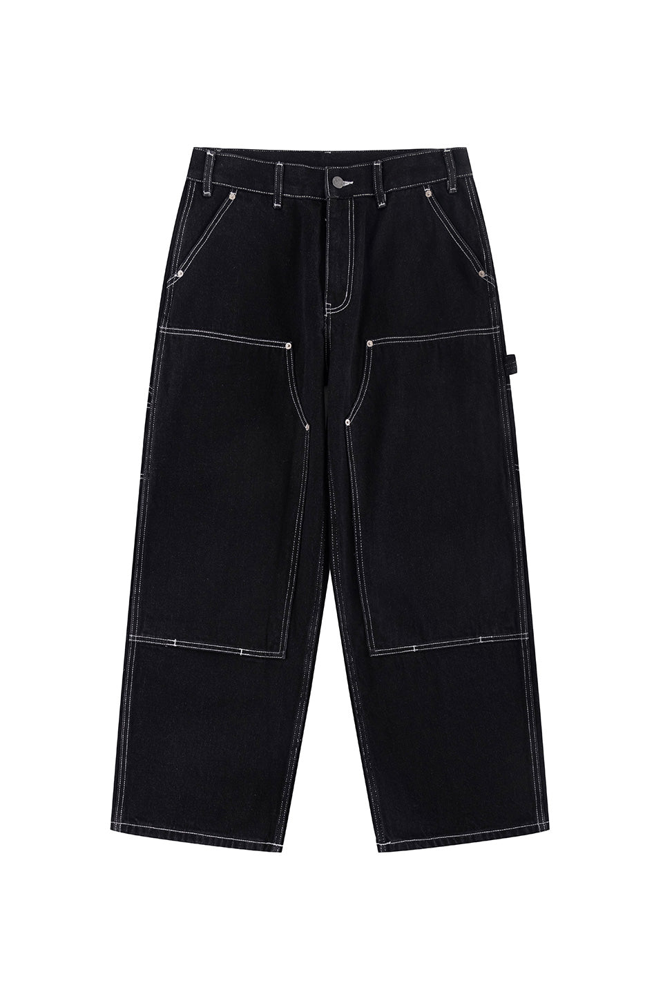 Contrast Stitch Double Knee Denim Pants