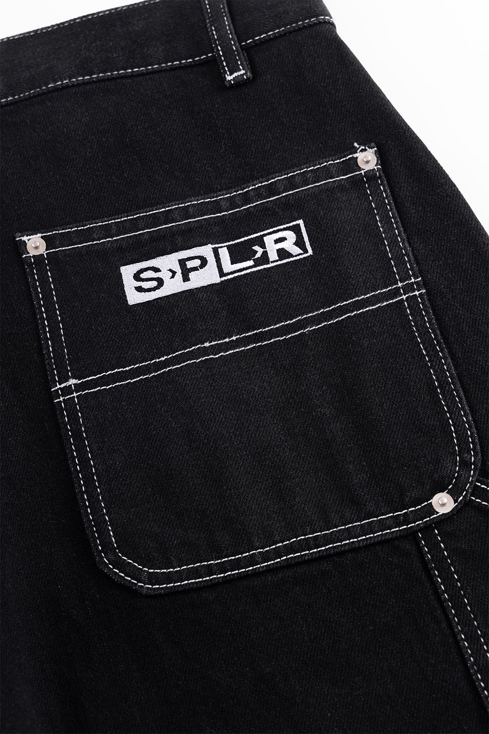 Contrast Stitch Double Knee Denim Pants