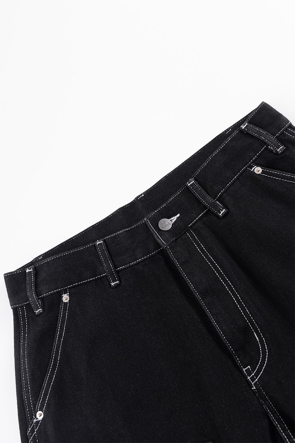 Contrast Stitch Double Knee Denim Pants